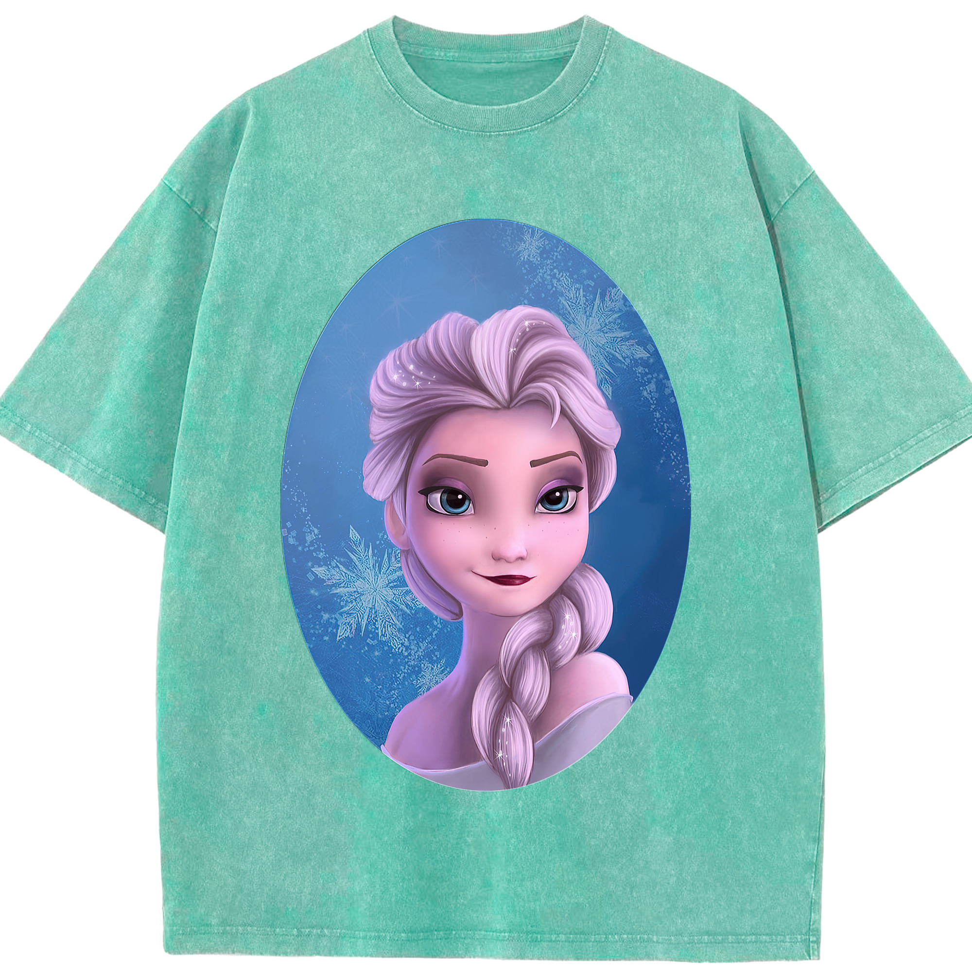 （画像用） アナと雪の女王 アンナ エルサ Frozen Anna Elsa 綿100% ヴィンテージ風 半袖Tシャツ（フロントプリント）